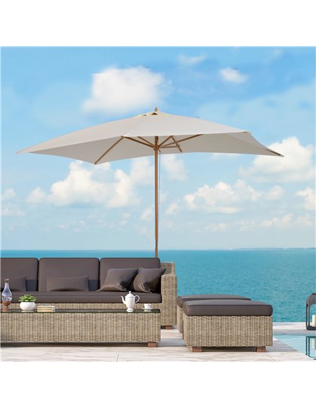 Outsunny 3x2m Wooden Patio Parasol Umbrella-Cream 01-0215 - pic 47633 | FastDaddyshop