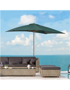 Outsunny 295L x 200W x 255Hcm Wooden Garden Parasol Umbrella, Dark Green 01-0216 2
