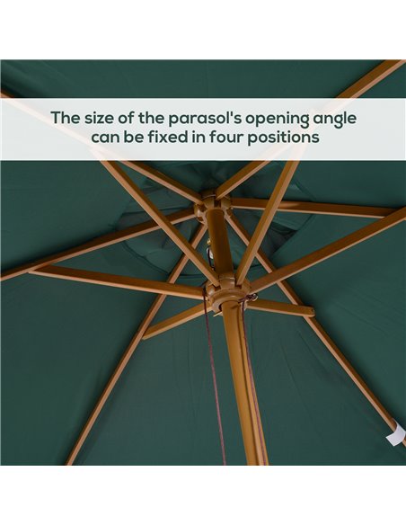 Outsunny 295L x 200W x 255Hcm Wooden Garden Patio Parasol Umbrella-Dark Green 01-0216 - pic 47645 | FastDaddyshop