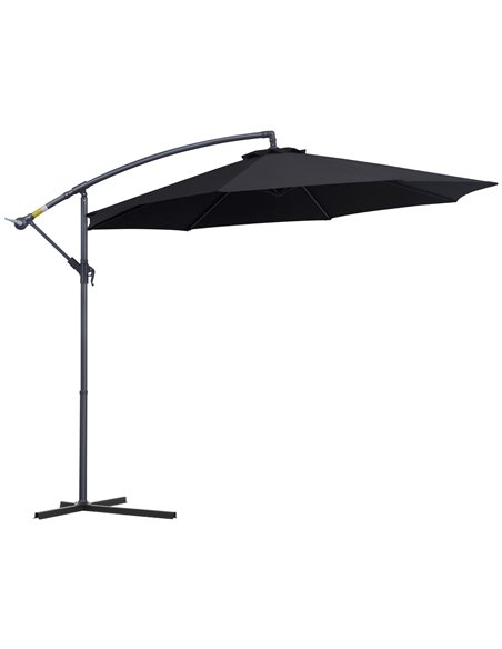Outsunny 3(m) Garden Cantilever Parasol Hanging Umbrella, Black 01-0217 - pic 47650 | FastDaddyshop