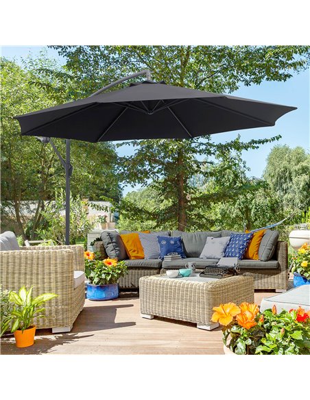 Outsunny 3(m) Garden Cantilever Parasol Hanging Umbrella, Black 01-0217 - pic 47651 | FastDaddyshop