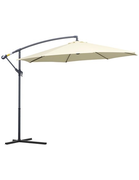 Outsunny 3(m) Garden Cantilever Parasol Hanging Umbrella, Cream White 01-0218 - pic 47659 | FastDaddyshop