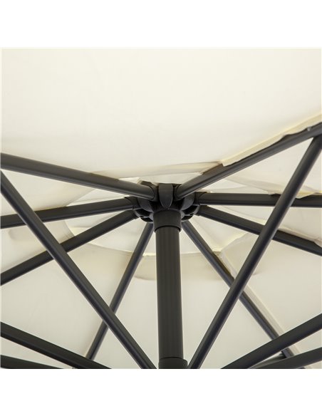 Outsunny 3(m) Garden Cantilever Parasol Patio Banana Hanging Umbrella Sun Shade with Crank & Tilt, 8 Ribs and Cross Base, Cream  - pic 47665 | FastDaddyshop