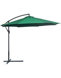 Outsunny 3(m) Garden Banana Parasol Hanging Cantilever Umbrella, Green 01-0219