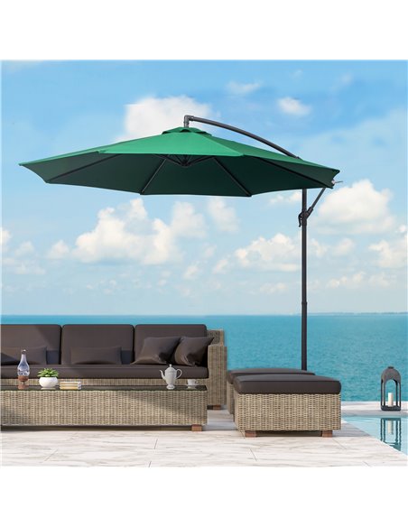 Outsunny 3(m) Garden Banana Parasol Hanging Cantilever Umbrella, Green 01-0219 - pic 47669 | FastDaddyshop