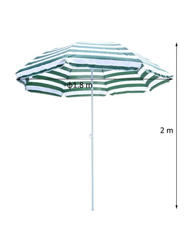 Outsunny Large 1.8m Patio Garden Beach Sun Crank Umbrella Sunshade Folding Tilt Crank Parasol New 01-0220