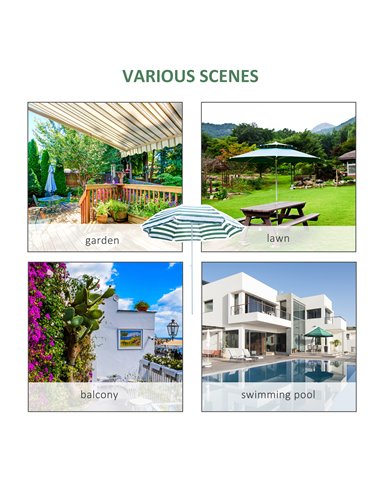 Outsunny Large 1.8m Patio Garden Beach Sun Crank Umbrella Sunshade Folding Tilt Crank Parasol New 01-0220