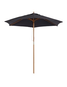 Outsunny 2.5m Wooden Garden Patio Parasol Umbrella, Black 01-0211