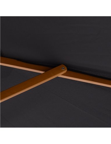Outsunny 2.5m Wooden Garden Patio Parasol Umbrella-Black 01-0211
