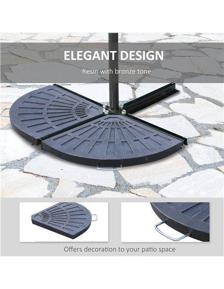 Outsunny 2pc Flabelliform Parasol Base Resin Umbrella Stand Weights for Cantilever Parasol with Handles, Bronze 01-0221 - pic 47698 | FastDaddyshop