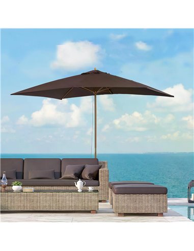 Outsunny 2 x 3m Wooden Garden Parasol Umbrella, Dark Coffee 01-0580