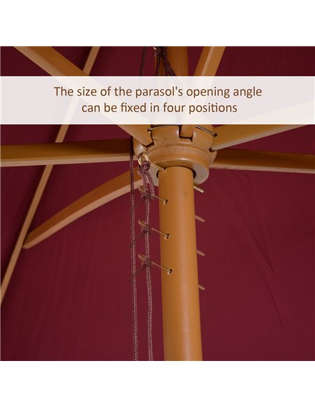 Outsunny 3m x 2m Wood Wooden Garden Parasol Sun Shade Patio Outdoor Umbrella Canopy New (Wine Red) 01-0581 - pic 47718 | FastDaddyshop