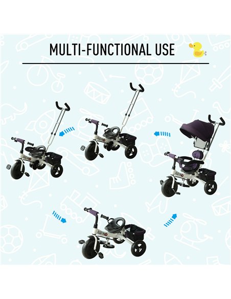 HOMCOM Baby Tricycle W/Handle-White/Purple - pic 4774 | FastDaddyshop