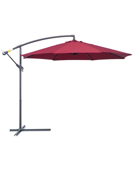 Outsunny 3(m) Garden Banana Parasol Hanging Cantilever Umbrella, Wine Red 01-0584 - pic 47740 | FastDaddyshop