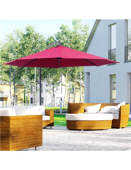 Outsunny 3(m) Garden Banana Parasol Hanging Cantilever Umbrella, Wine Red 01-0584 - pic 47741 | FastDaddyshop