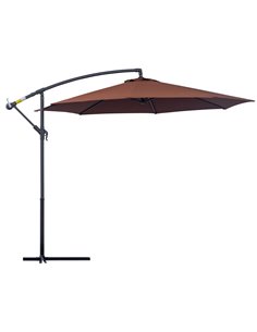 Outsunny 3 m Hanging Umbrella Parasol, Coffee 01-0585