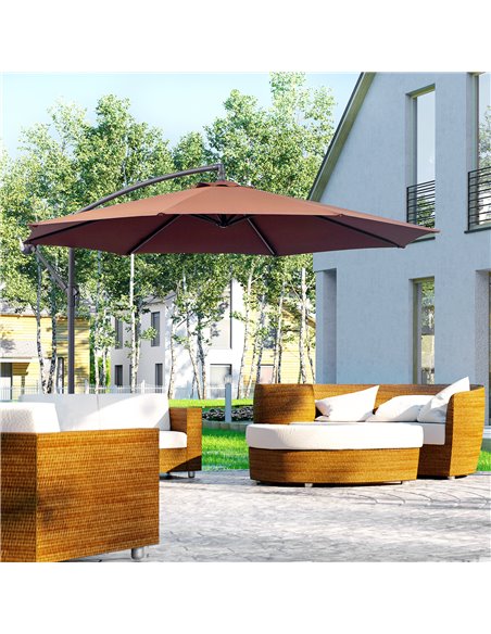 Outsunny 3 m Hanging Umbrella Parasol-Coffee 01-0585 - pic 47750 | FastDaddyshop
