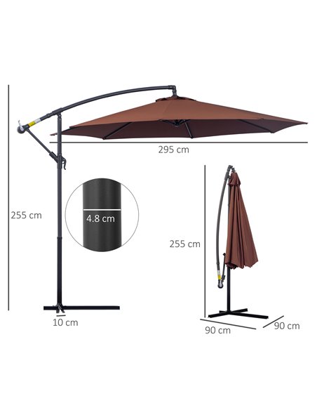 Outsunny 3 m Hanging Umbrella Parasol-Coffee 01-0585 - pic 47751 | FastDaddyshop
