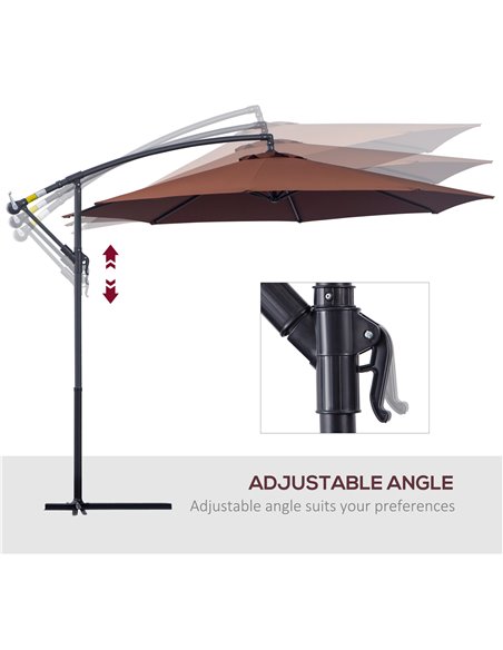 Outsunny 3 m Hanging Umbrella Parasol-Coffee 01-0585 - pic 47753 | FastDaddyshop