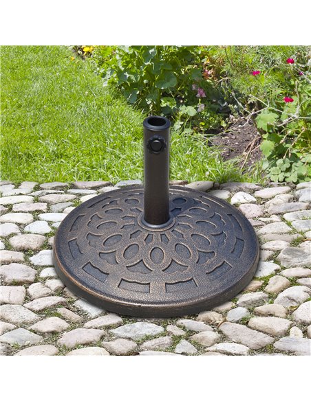Outsunny 14kg Round Garden Parasol Base Holder Decorative Resin Market Umbrella Stand with Adjustable Coupler, Bronze 01-0898 - pic 47759 | FastDaddyshop
