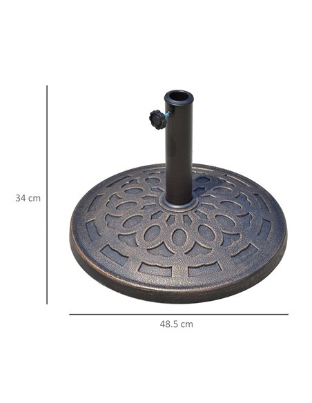 Outsunny 14kg Round Garden Parasol Base Holder Decorative Resin Market Umbrella Stand with Adjustable Coupler, Bronze 01-0898 - pic 47760 | FastDaddyshop