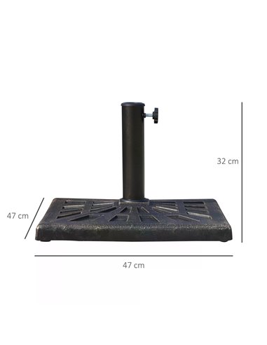 Outsunny 15kg Parasol Base Durable Patterned Colophony Garden Patio Square Umbrella Stand Base Stand Bronze 01-0899