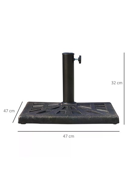 Outsunny 15kg Parasol Base Durable Patterned Colophony Garden Patio Square Umbrella Stand Base Stand Bronze 01-0899 - pic 47769 | FastDaddyshop