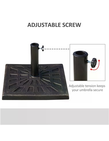 Outsunny 15kg Parasol Base Durable Patterned Colophony Garden Patio Square Umbrella Stand Base Stand Bronze 01-0899