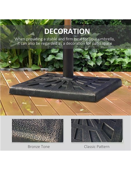 Outsunny 15kg Parasol Base Durable Patterned Colophony Garden Patio Square Umbrella Stand Base Stand Bronze 01-0899 - pic 47772 | FastDaddyshop
