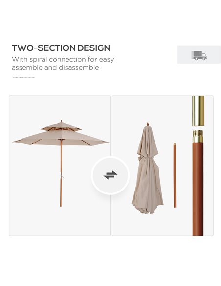 Outsunny Outdoor Umbrella Beige 840-025 - pic 47779 | FastDaddyshop