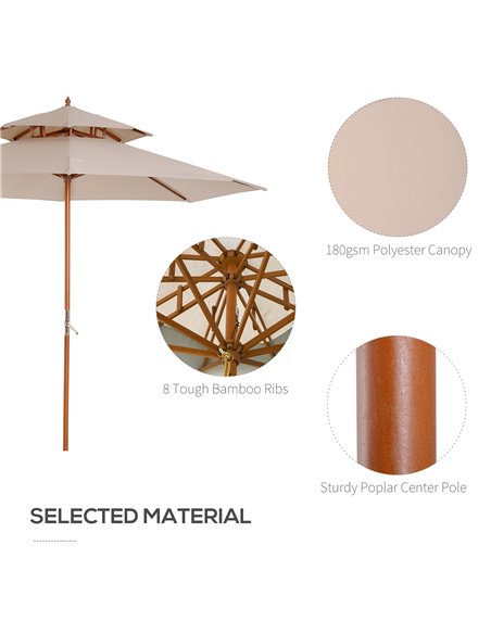 Outsunny Outdoor Umbrella Beige 840-025 - pic 47780 | FastDaddyshop