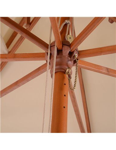 Outsunny Beige Parasol Patio 3x3M Double Tier Garden Sun Umbrella Sunshade Outdoor Wood Wooden Canopy Tier 840-026