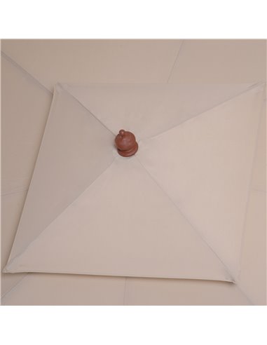 Outsunny Beige Parasol Patio 3x3M Double Tier Garden Sun Umbrella Sunshade Outdoor Wood Wooden Canopy Tier 840-026