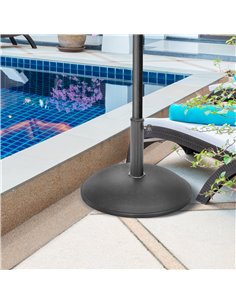Outsunny 20kg Parasol Base Heavy Duty Cement Umbrella Base Round, Grey-Black 840-040 2