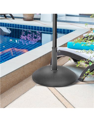 Outsunny 20kg Parasol Base Heavy Duty Cement Umbrella Base Round-Grey/Black 840-040