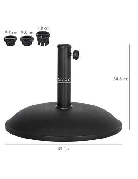 Outsunny 20kg Parasol Base Heavy Duty Cement Umbrella Base Round-Grey/Black 840-040 - pic 47796 | FastDaddyshop