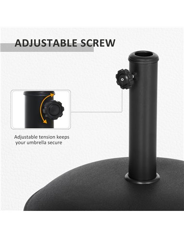 Outsunny 20kg Parasol Base Heavy Duty Cement Umbrella Base Round-Grey/Black 840-040