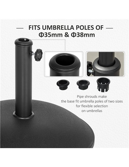 Outsunny 20kg Parasol Base Heavy Duty Cement Umbrella Base Round-Grey/Black 840-040 - pic 47798 | FastDaddyshop