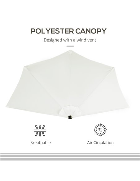 Outsunny 2.7m Balcony Half Parasol 5 Steel Ribs Construction Garden Outdoor Umbrella Cream White 84D-007CW - pic 47827 | FastDaddyshop