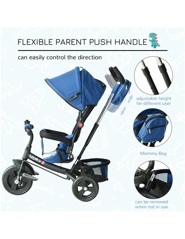HOMCOM Baby Ride on Tricycle W/Canopy-Blue