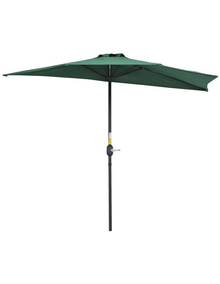 Outsunny 2.7m Balcony Half Parasol 5 Steel Ribs Construction, Green 84D-007GN - pic 47830 | FastDaddyshop