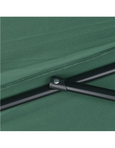 Outsunny 2.7m Balcony Half Parasol 5 Steel Ribs Construction Garden Outdoor Umbrella Green 84D-007GN