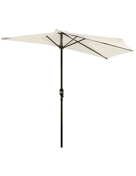 Outsunny 3 m Half Round Umbrella Parasol, White 84D-008CW - pic 47839 | FastDaddyshop