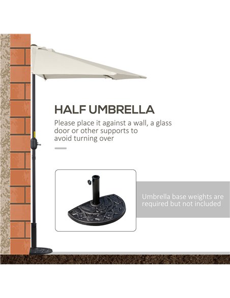 Outsunny 3 m Half Round Umbrella Parasol-White 84D-008CW - pic 47842 | FastDaddyshop