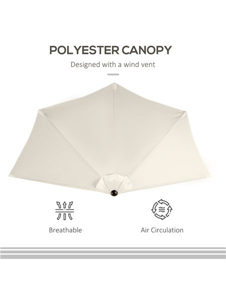 Outsunny 3 m Half Round Umbrella Parasol-White 84D-008CW - pic 47843 | FastDaddyshop
