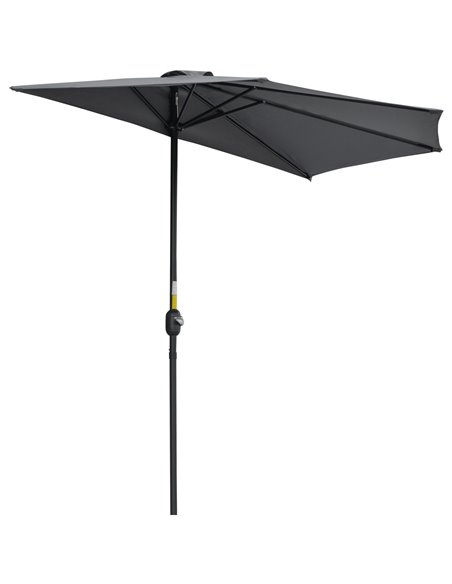 Outsunny 3 m Half Round Umbrella Parasol-Grey Polyester/Aluminum 84D-008GY - pic 47848 | FastDaddyshop