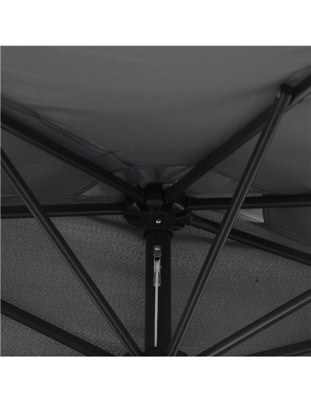 Outsunny 3 m Half Round Umbrella Parasol-Grey Polyester/Aluminum 84D-008GY - pic 47855 | FastDaddyshop