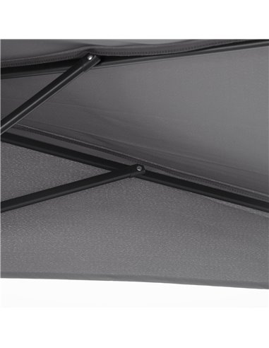 Outsunny 3 m Half Round Umbrella Parasol-Grey Polyester/Aluminum 84D-008GY