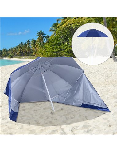 Outsunny 2m Beach Sport Umbrella Parasol-Coated Blue Polyester/Steel 84D-022