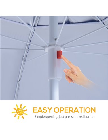 Outsunny 2m Beach Sport Umbrella Parasol-Coated Blue Polyester/Steel 84D-022